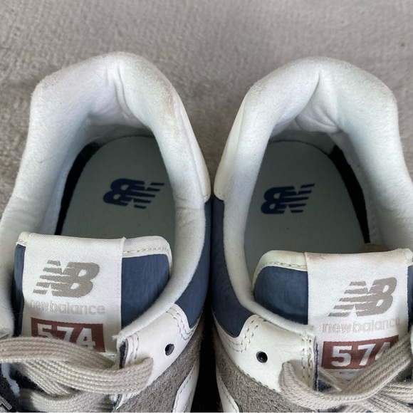 New Balance 574 Shoes Mens Size 11.5 Gray Blue Suede Low Top Sneakers NEW - Picture 9 of 11
